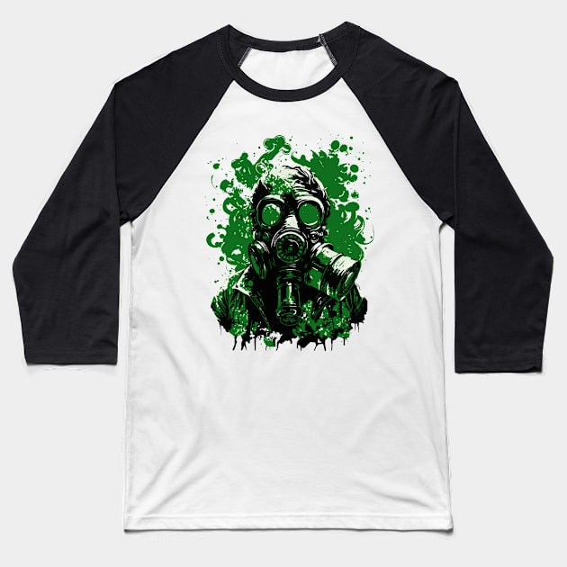 Gas mask Baseball T-Shirt by DragonDream